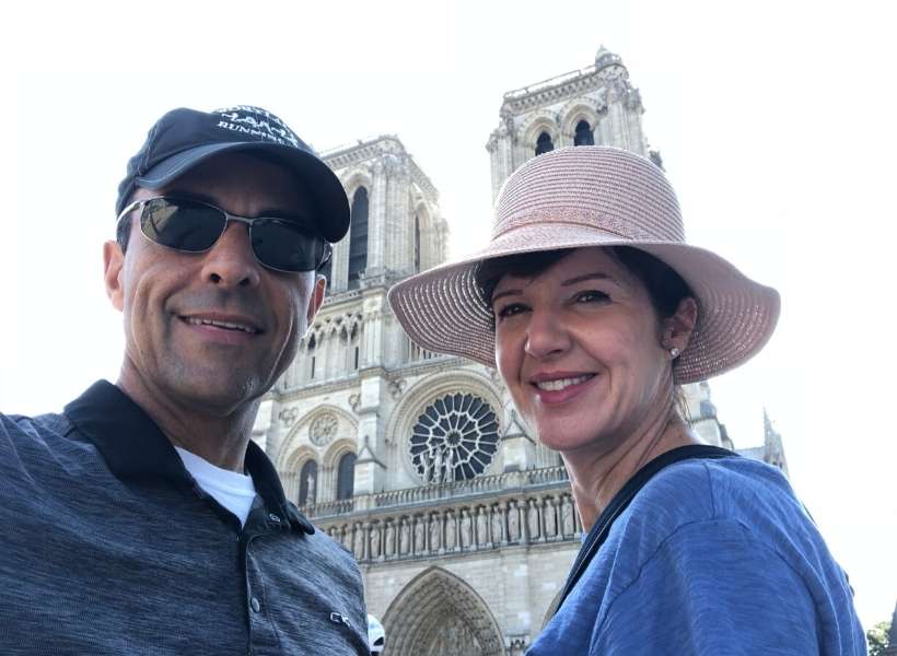 David and his wife in front of Notre Dame in Paris
