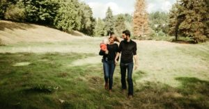 Having a baby in France: Shauna, her husband and baby