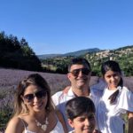 Seeonie and her family in front of a lavender field: Family Vacation in Provence and the French Alps