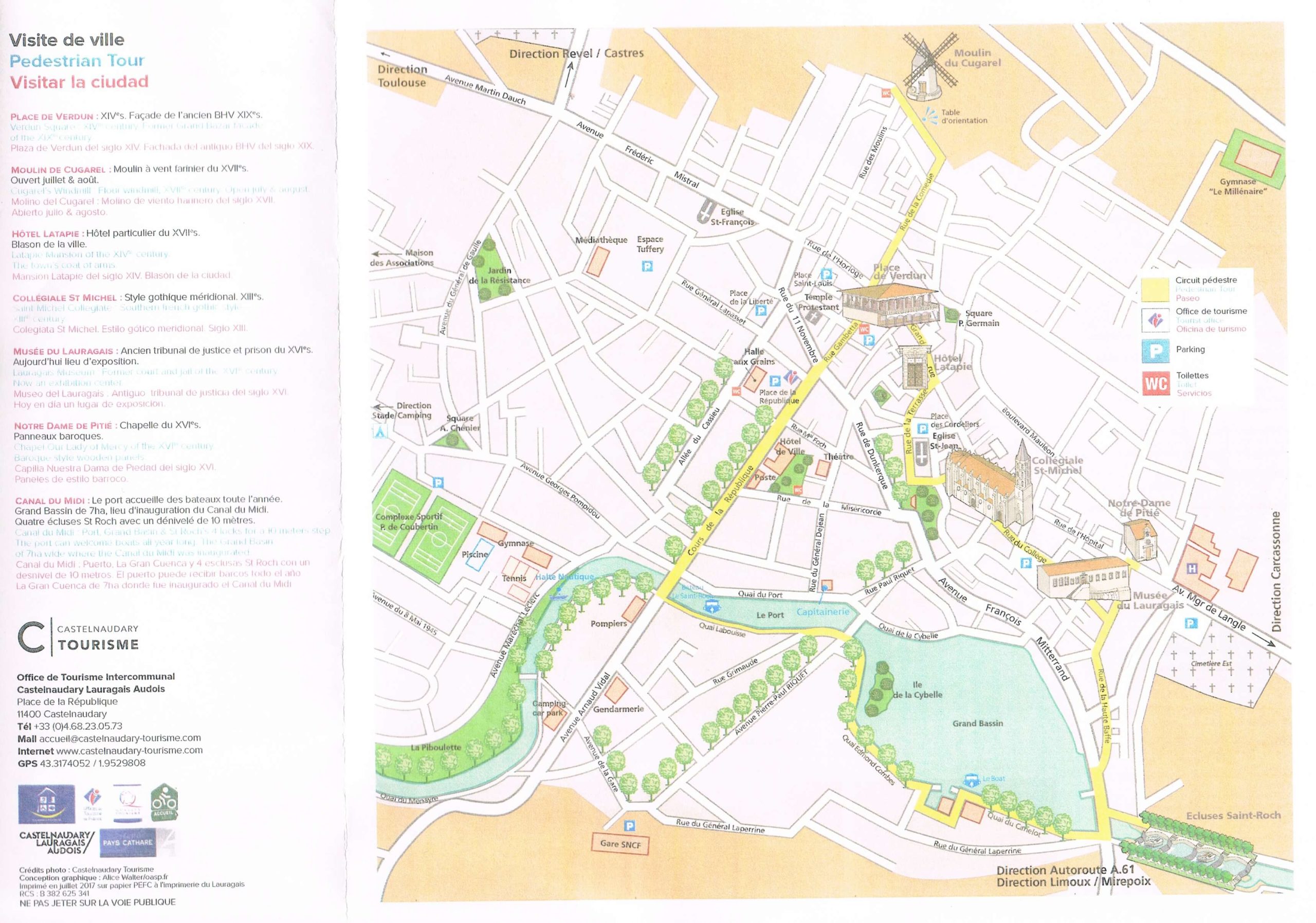 Castelnaudary Map and walking tour from the Tourist Office