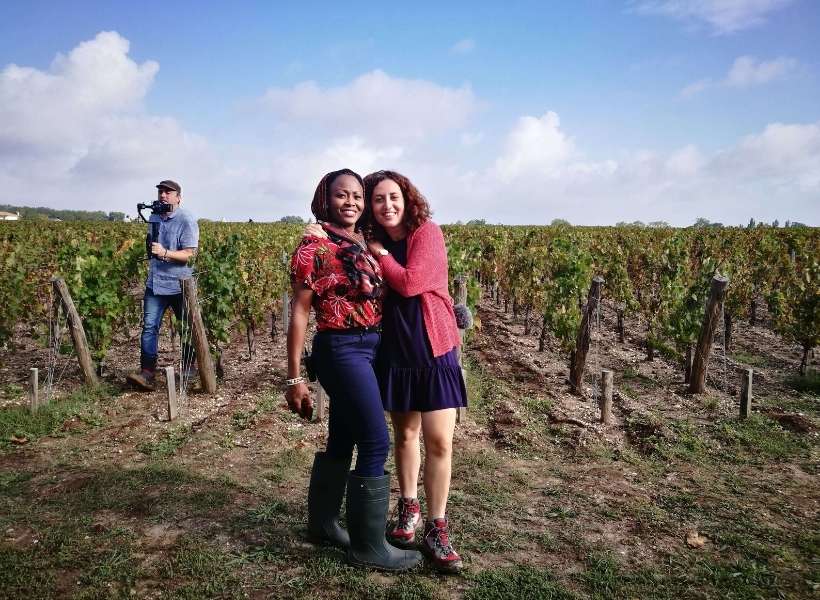 Ira and a friend visiting the vinyards: Day-Trips Around Bordeaux episode