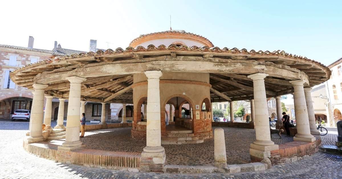 The circular covered market of Auvillar in Occitanie