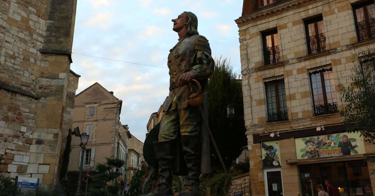 The statue of Cyrano de Bergerac in Bergerac