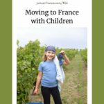 Girl harvesting grapes in France. Moving to France with children episode.