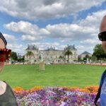 Heidi and her husband at the Luxembourg Garden: a month in France on a budget