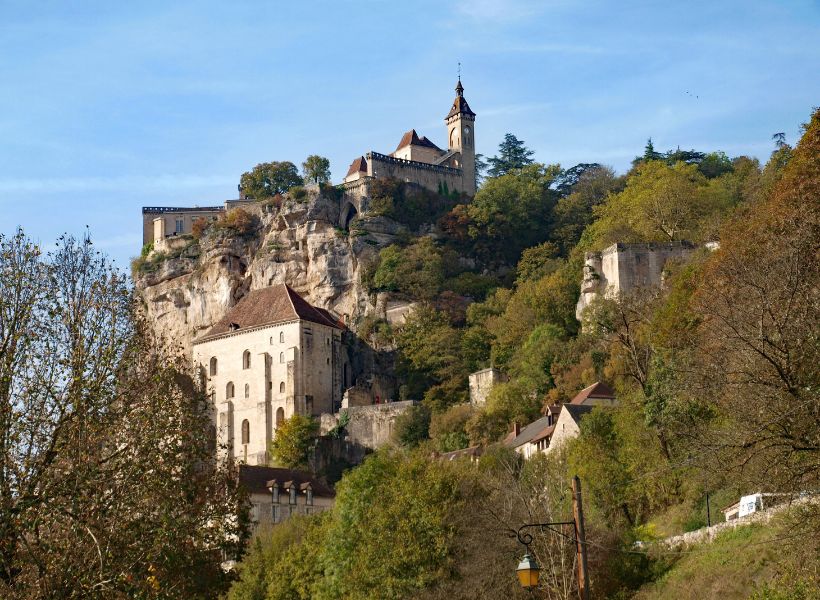 Rocamadour, the Medieval village hanging on the side of a cliff in the Lot Department.