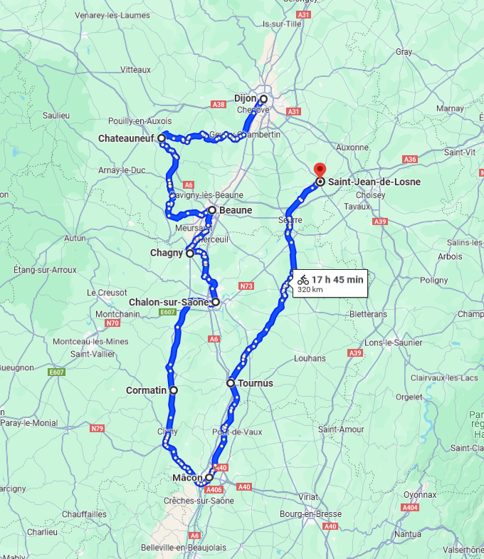 Howard's Path on his Burgundy Self-Guided Bike Tour
