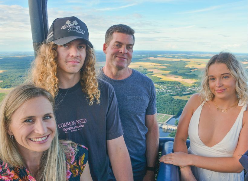 Emily Whimster and family in a hot air balloon