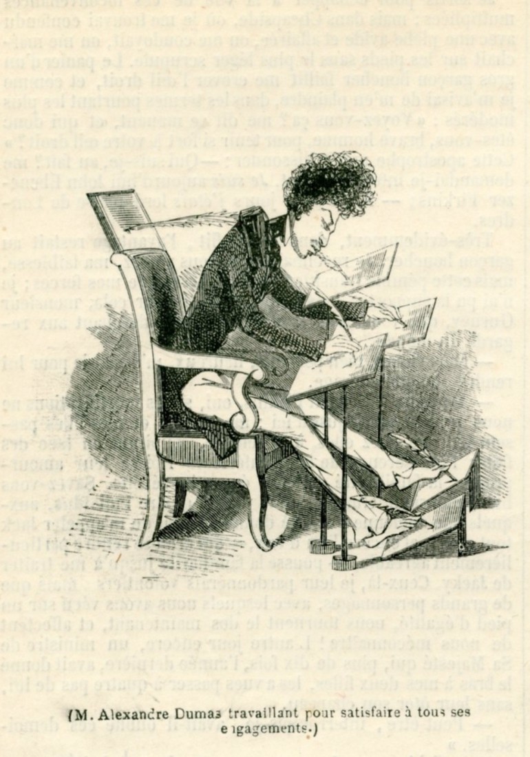 Caricature of Dumas at his dest: Alexandre Dumas Biography episode